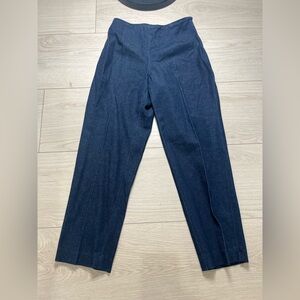 Brooks Brothers High-Waisted Straight Leg Pants in Dark Wash Denim Side Zipper 4